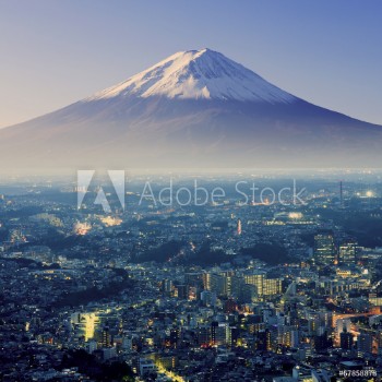 Picture of Mount Fuji Fujiyama Aerial view with cityspace surreal shot J